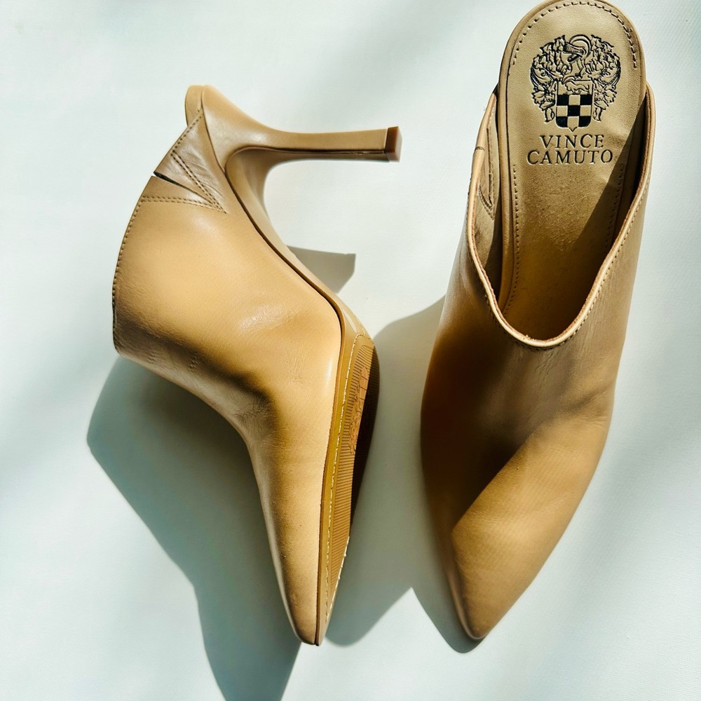 Vince Camuto Tan Leather Mules